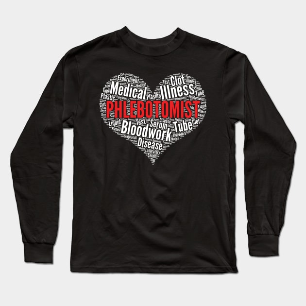 Phlebotomist Heart Shape Word Cloud Design product Long Sleeve T-Shirt by theodoros20